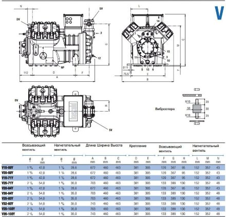 Компрессор V15-59Y (R-404A, R-507, R-134a, R-407C LBP) Frascold