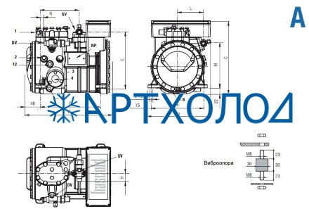 Компрессор A1-6Y (R-404A, R-507, R-134a, R-407C MBP) Frascold