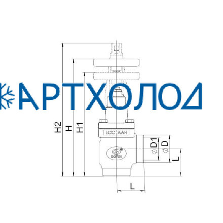 Запорный вентиль SVD-HA DN125 63 бар, угловой (комплектация с маховиком) Dofun